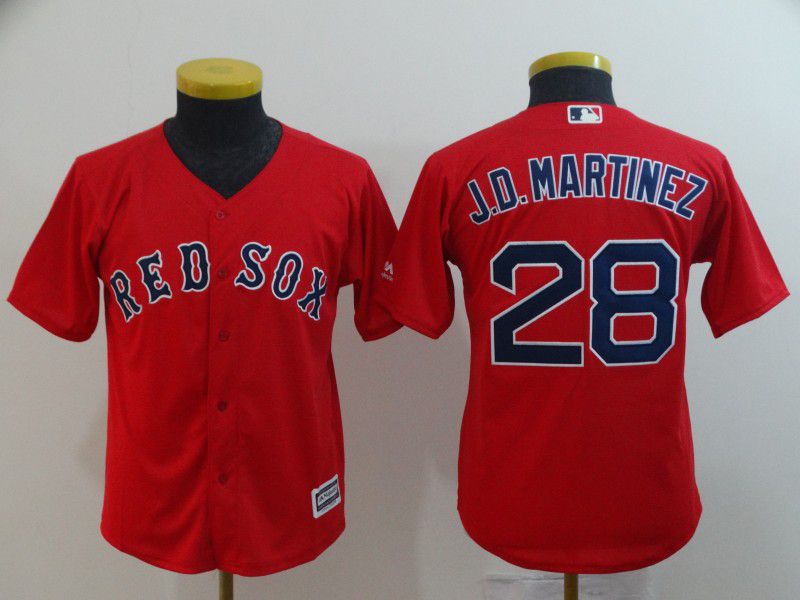 Youth Boston Red Sox #28 J.D.Martinez Red Game MLB Jerseys->->Youth Jersey